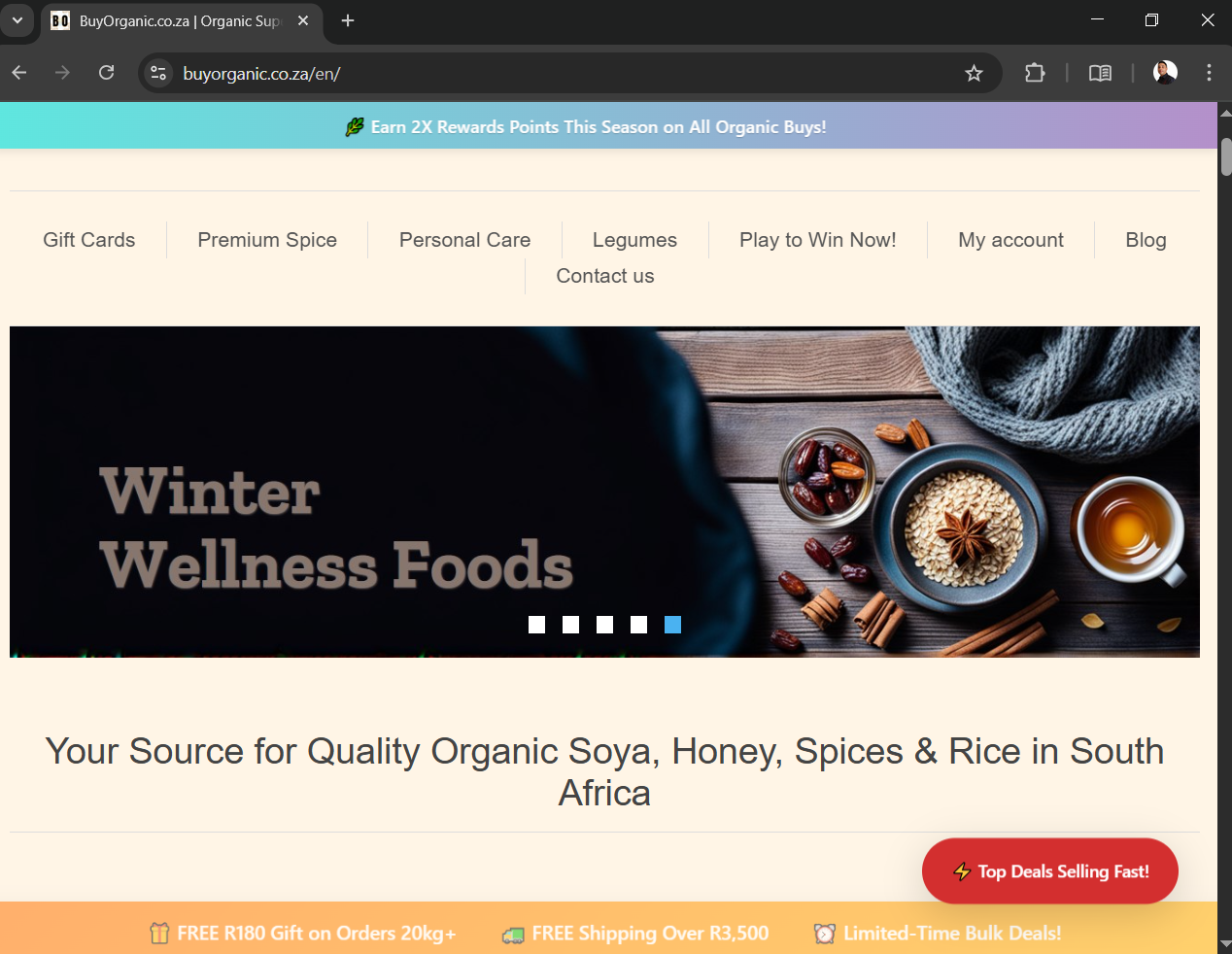 Screenshot of our e-commerce website open in Google Chrome, displaying a clean storefront interface with secure connection indicators visible in the browser bar.